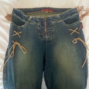 Low rise Y2k vintage jeans fringe